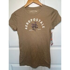 NWT Aeropostale Graphic Tee Flower Print Casual Top Classic Crew Neck XS‎